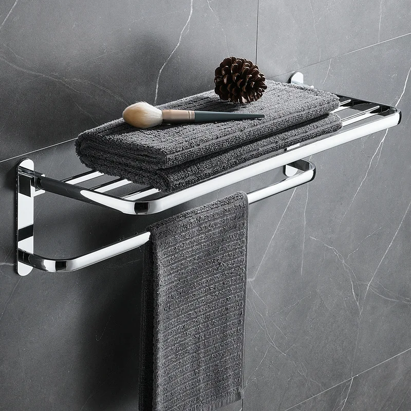 High-End Towel Rack Stainless Steel Electroplating Punch-Free Bathroom Storage Rack Bathroom Hardware Pendant