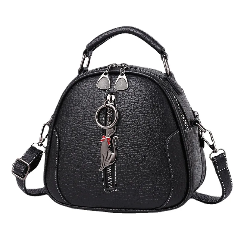 New Fashion Trend Ladies Hand-held Small Round Bag Girl Cute Pendant Soft Belt Zipper Shoulder Bag Messenger Bags