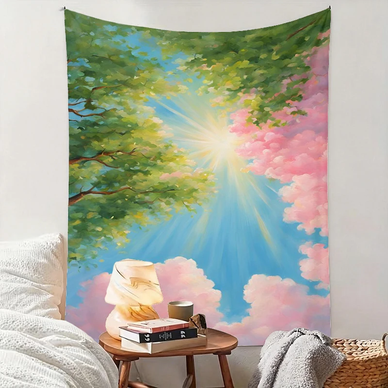 1PC Up View Tree Leaf Art Print Backdrop Banner, Bedroom Living Room Photo Background, Polyester, Home Decor, Wall Art