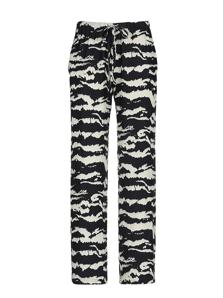 

Zebra Knitted Casual Pants Women's Versatile Loose Home Wide Leg Pants