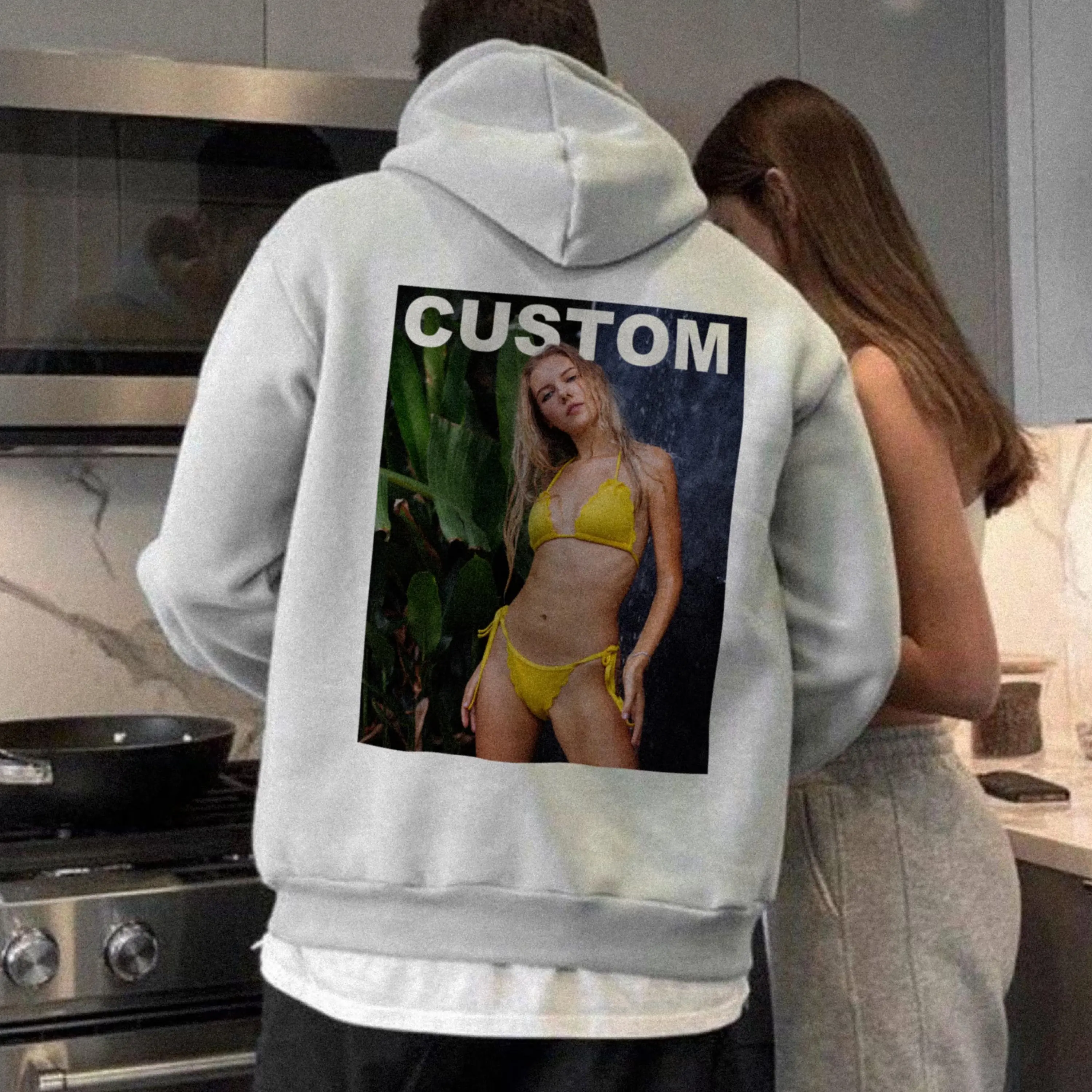 

Custom Photo Hoodie Custom Your Hot Photo Hoodie Cotton Hooded Sweatshirt Valentine'S Day Gift Custom For Boyfriend Husband