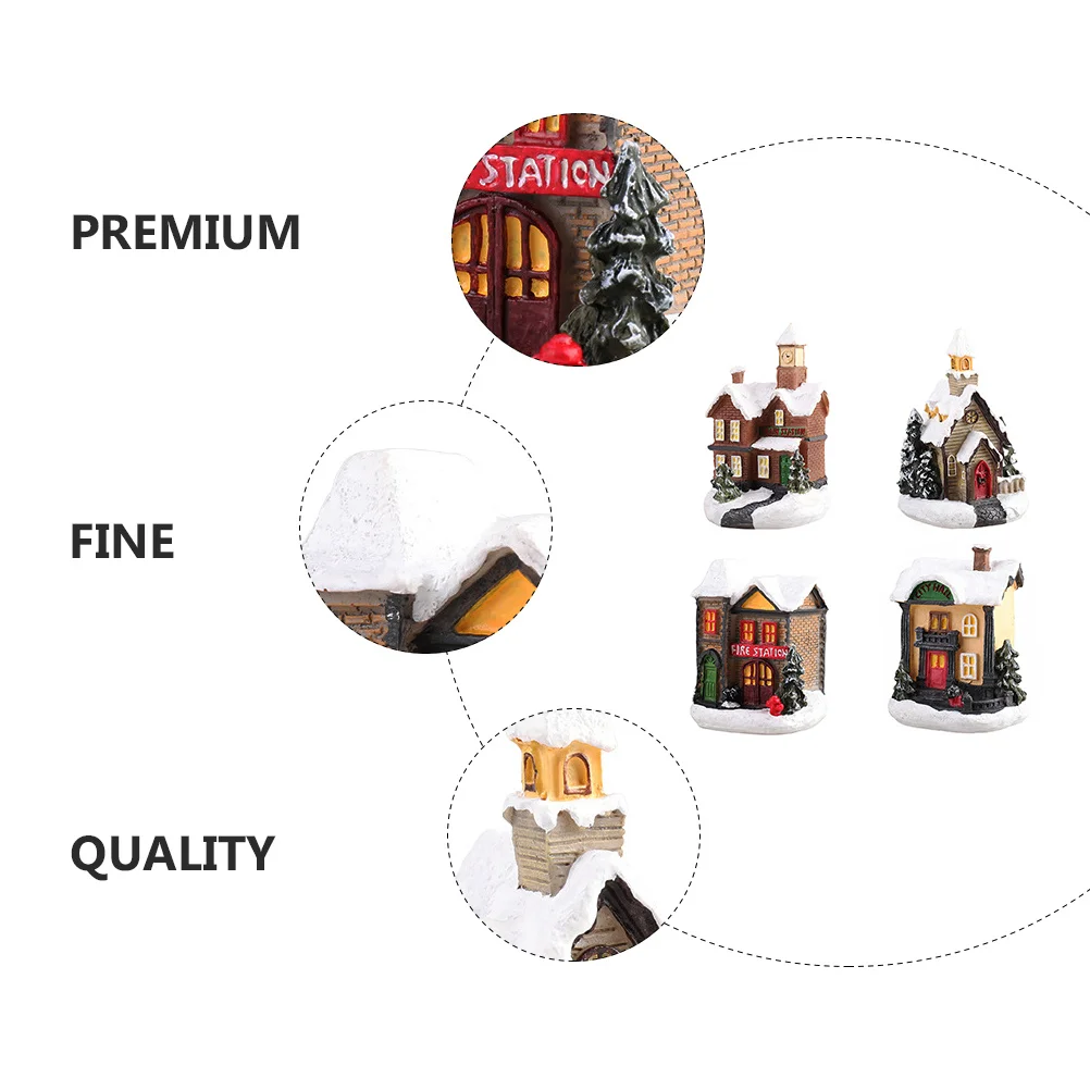 

4Pcs Resin Luminous Decor Mini Adorn for Xmas Gift Party Prop Desktop Living Room Bedroom Dining Room Decorative