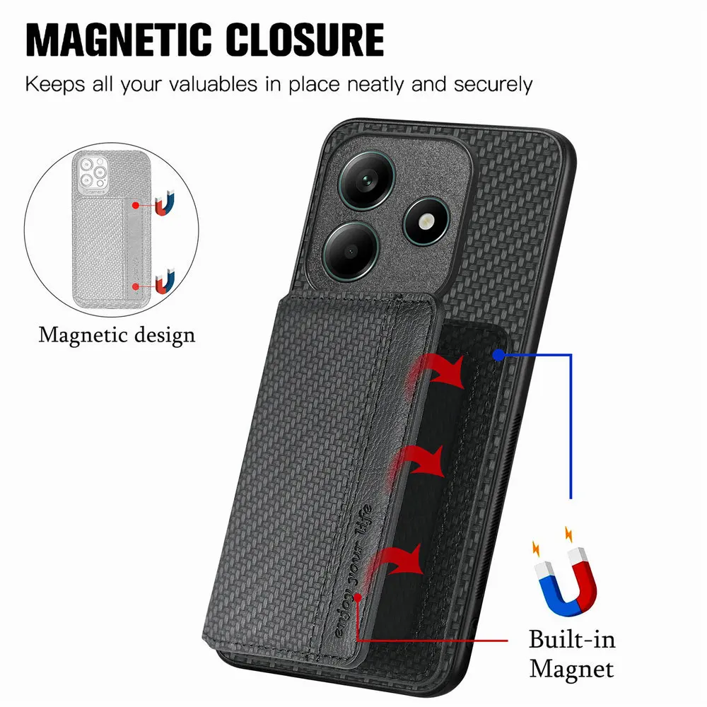 Skórzane etui RFID z magnetycznym zamknięciem na karty do OPPO A5 Pro A6 5G 4G, luksusowe etui ochronne na obiektyw, odporne na wstrząsy, do OPPO A 5 A6X A6K A5Pro — zdjęcie produktu 2