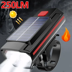 LED Bicycle Light Solar Power MTB Road Bike Front Lamp Flashlight Rear Light Rechargeable Power Display Cycling Accessories