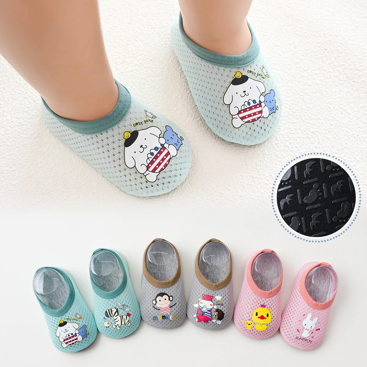 Summer Mesh Thin Swim Pool Beach Anti-slip Socks Cute Cartoon Animal Floor Water Shoes Indoor Outdoor Surf Barefoot Slippers