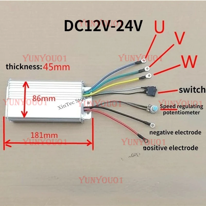 Brushless Motor Controller DC Regulator Speed Three-phase for High Power Brushless Motor Driver Accessories DC12V-24V 500W 30A