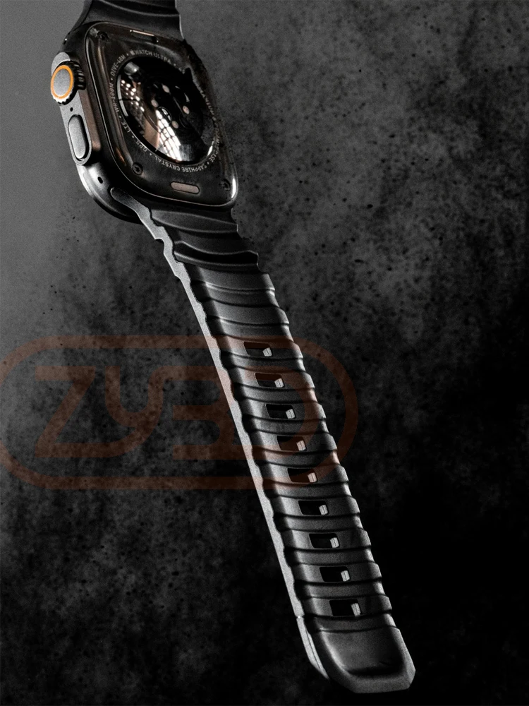 Спортивный силиконовый ремешок для Apple Watch Ultra 2 10 9 8 7 6 SE 5 Титановый металлический дышащий ремешок для iWatch 42 мм 44 мм 45 мм 46 мм 49 мм