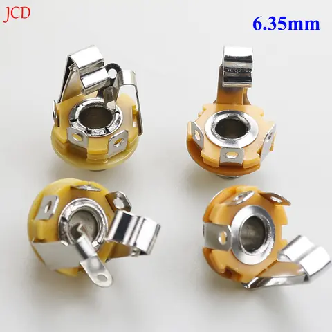 5 pz 1/4 "6.35mm Mono stereo 4 6 pin Palo Femmina Montaggio A Pannello presa di corrente Connettore 6.5 cavo Audio Jack spina Adattatore A Saldare