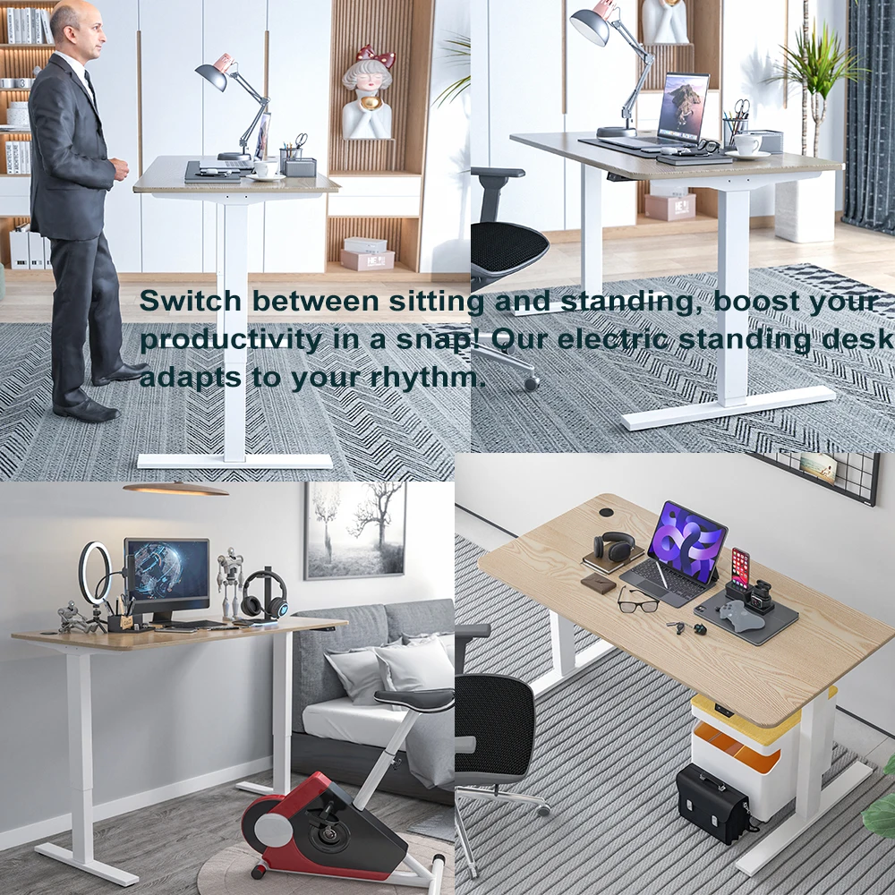 Ergonomic Electric Height Adjustable Single Motor Sit Stand Desk Quality Office & Home Furniture for Study & Work Custom