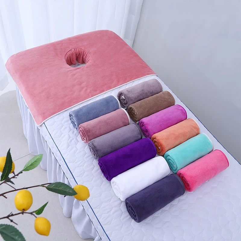 Toalla facial de planchado para mesa de masaje, Bandana con agujero para cama, cama cosmética, cubierta de toalla con agujero para cara, SPA de belleza, 50x80cm/60x90cm