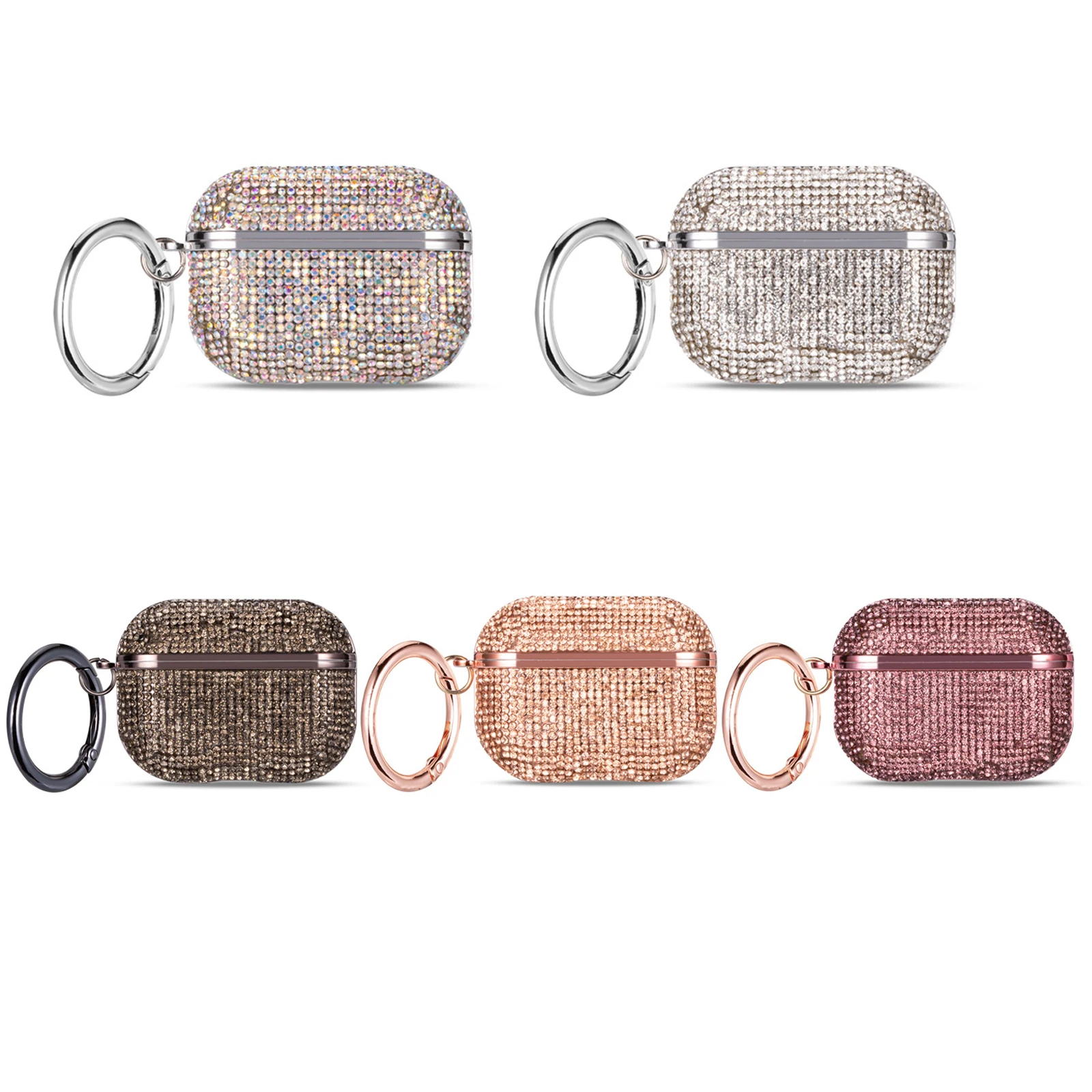 For AirPods Pro Case, Shockproof Glitter Diamond Rhinestone Protective Hard Cover For Air Pods 4 1 2 3 Pro 2nd Gen With Keychain