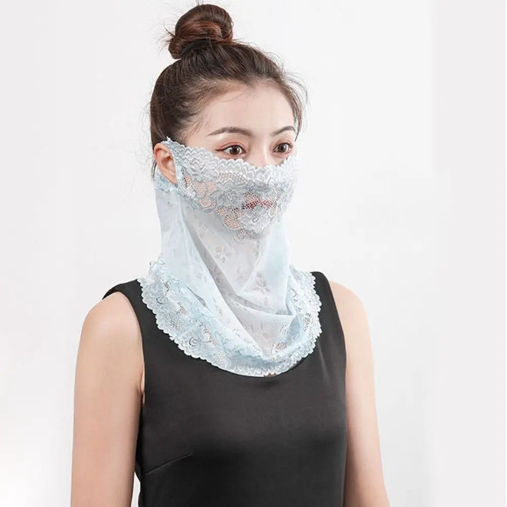 

Reusable Lace Sunscreen Face Scarf Washable Comfortable Face Bandana Women Men Summer Neck Mask Ear Headband Scarf UV Protection