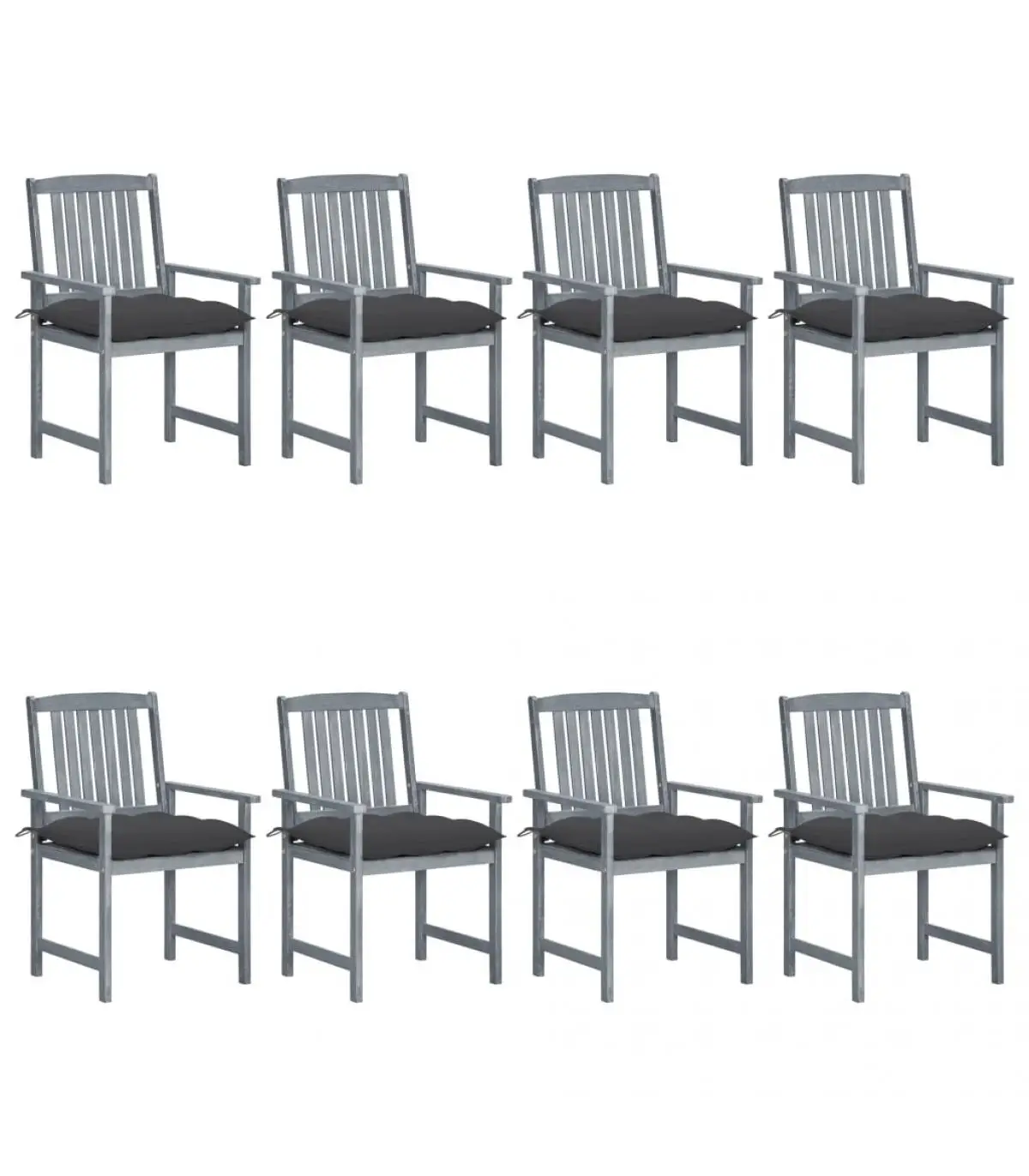 Garden chairs garden chairs with cushions 8 Pcks solid wood gray acacia