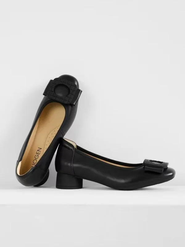 

Huogen Genuine Leather Single oes Spring Autumn Low Cut Bow Knot Square Bule Commuter Women's oes Comfortable Slip-On