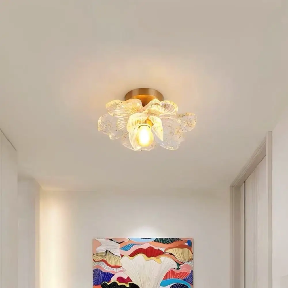 Luxury Retro Petal Ceiling Light Flush Mount LED Lamp For Hallway Entrance Staircase Walkway Chic Home Interior Lighting