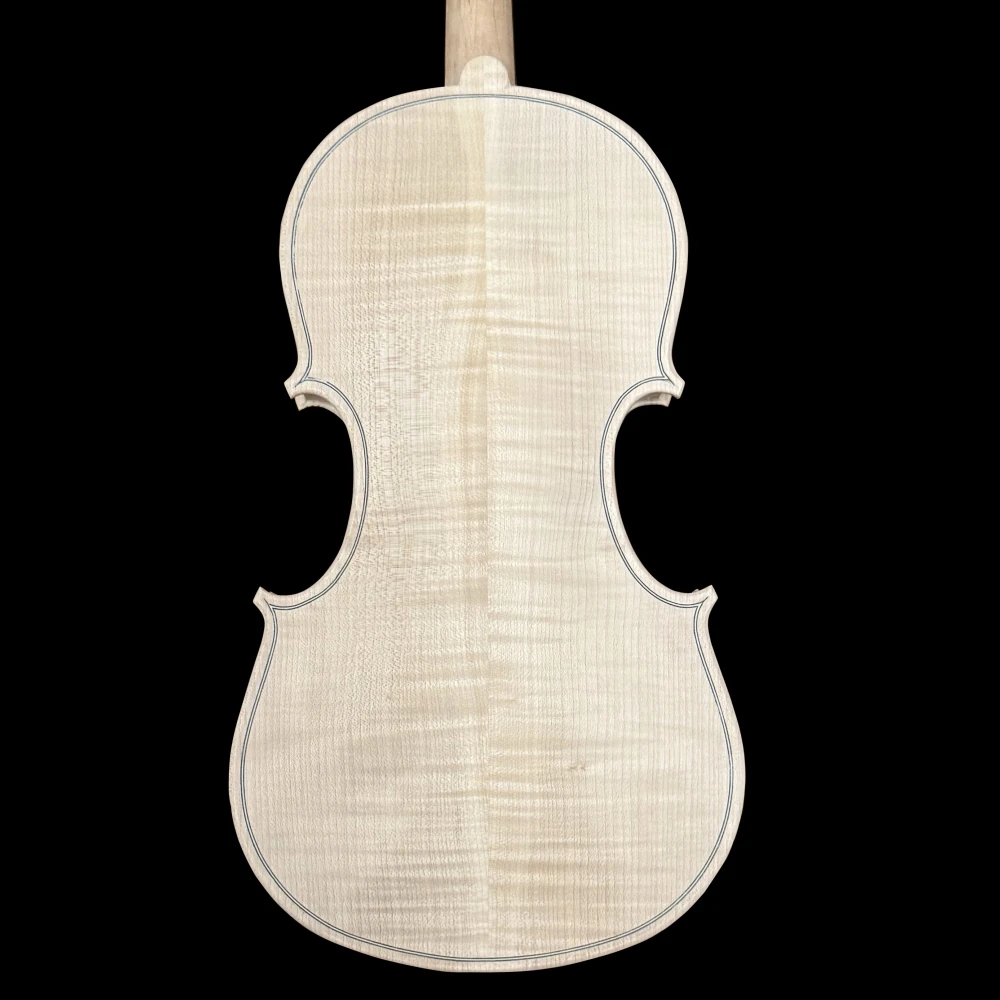 كمان 4/4 لهب القيقب بالحجم الكامل كمان غير مكتمل مصنوع يدويًا من خشب التنوب