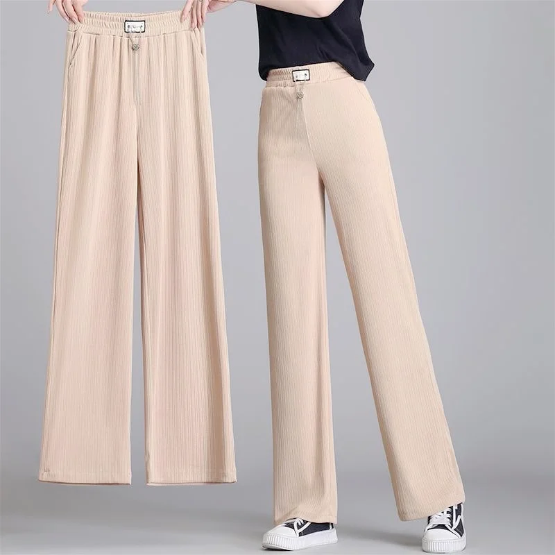 Invisible Zipper Open-crotch Pants Drooping Feeling Ice Silk Pants Women's High Waist Drooping Feeling Wide Legs 2026 New