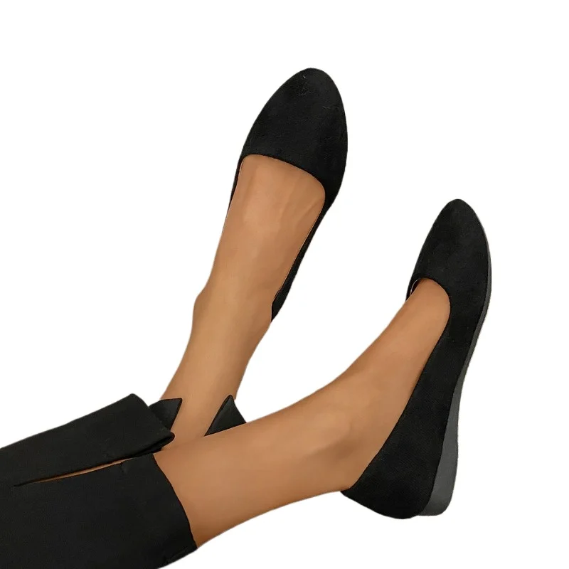 

Women's suede comfortable flat shoes women's Zapatos De Mujer Fashion new coat Solid color large light mouth