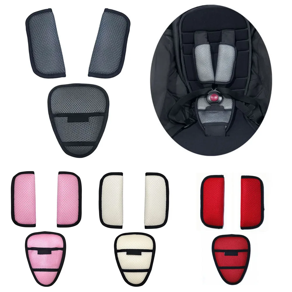 

3PCS Baby Car Seat Straps Shoulder Pads Belt Covers, Baby Chair Pushchair Stroller Harness Cover Soft Crotch Pads for Infant Kid