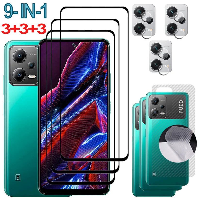 Poco F5 Pro 9D Glass For Xiaomi Poco F4 GT Tempered Glass Poco X3 Pro Little X5 NFC C40 C50 Screen Protector Smartphone Glasses Poco M5 M4 M3 F3 Pro Soft Back Protective Film Poco M5S F4 X4 X5 Pro Glasses