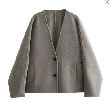 خريف شتاء جديد المرأة سترة الخامس الرقبة الصوفية قمة الموضة بلون معطف الإناث عادية #6