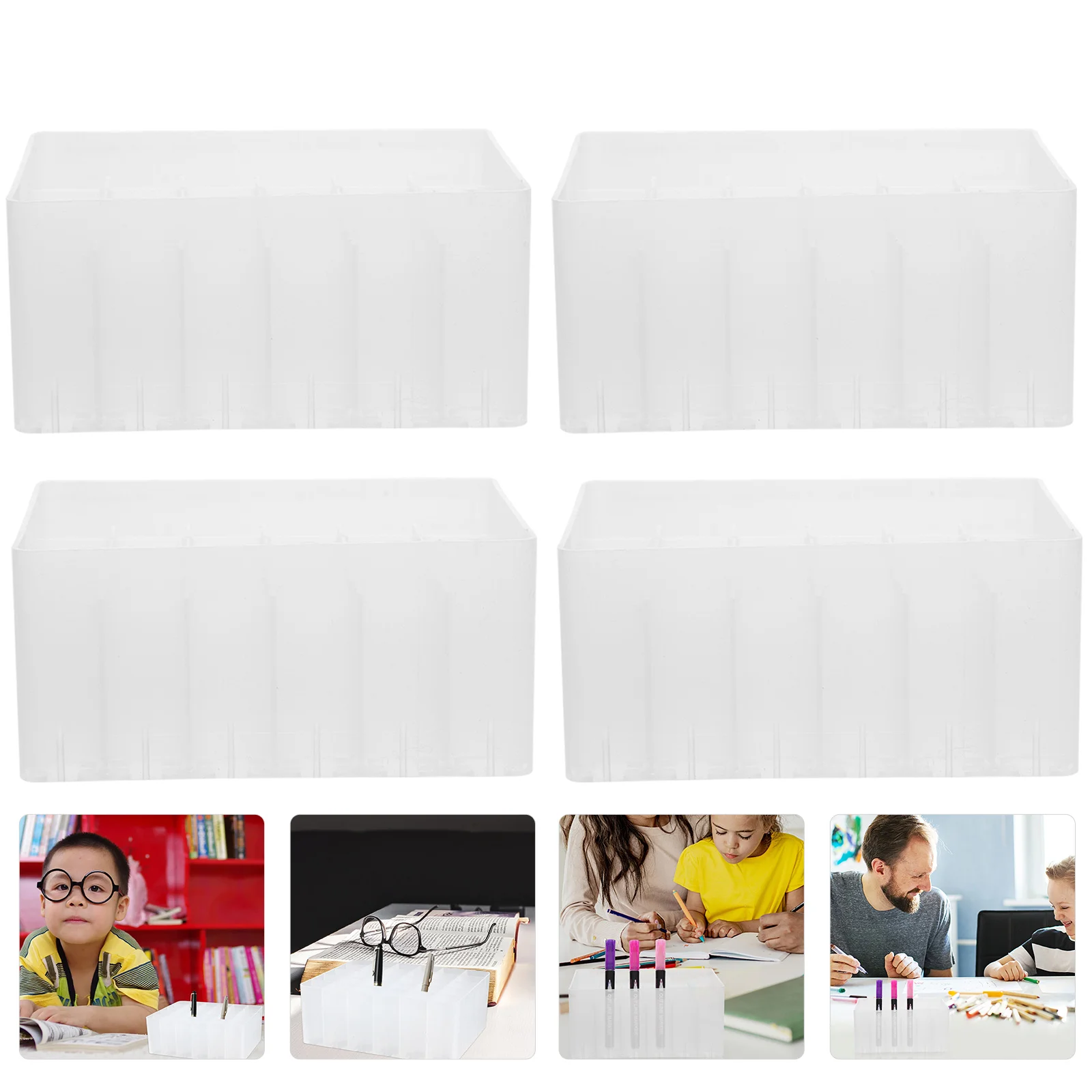4 Pcs Marker Storage Box Pen Stand Sorting Base Portable Desk Organizer Plastic Holder Stationery