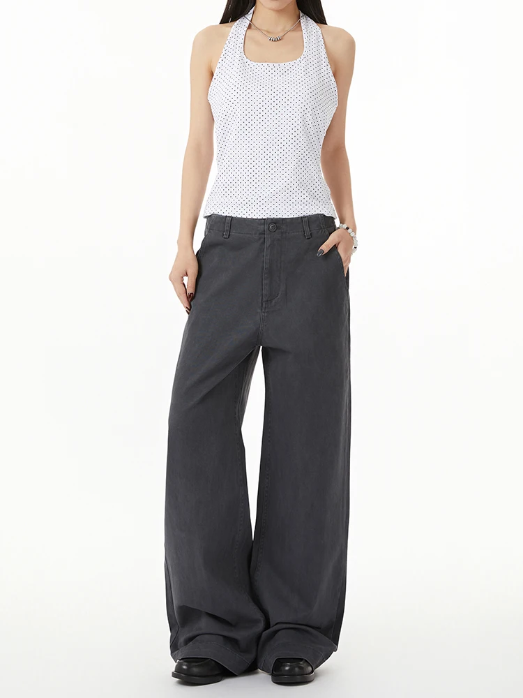 

Американские свободные прямые повседневные рабочие брюки для женщин, свободные длинные брюки с эффектом похудения, весенняя новинка Fkug