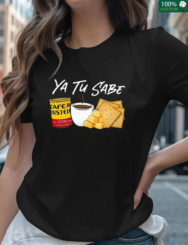 2025 Happy Valentine'S Day Camiseta YA TU SABE para mujer, camiseta informal de algodón puro con cuello redondo para mujer