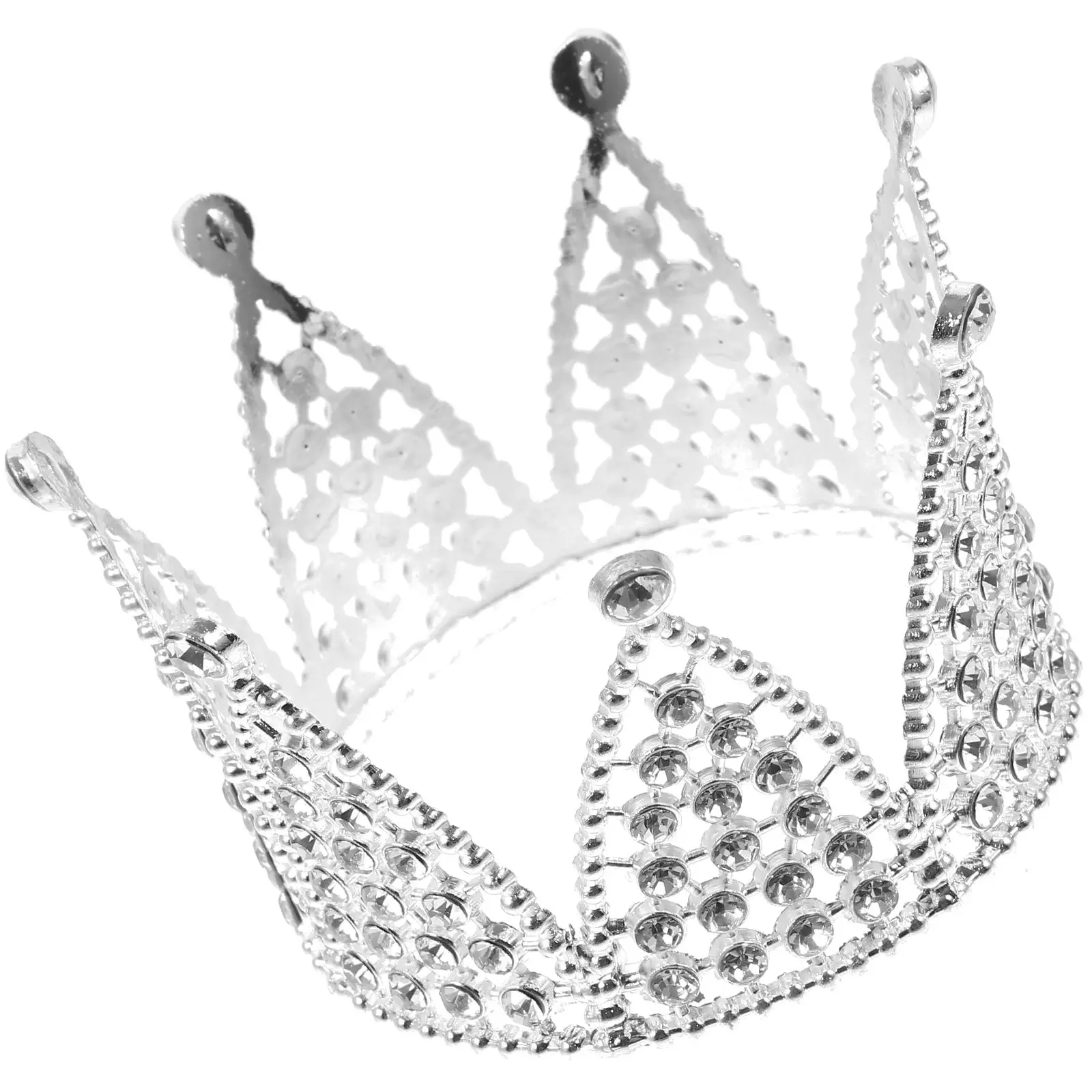 Diamond-inlaid Crown Round Rhinestone Wedding Bridal Headwear Women Tiara Shiny Alloy Hairstyle Party Elegant Non-fading