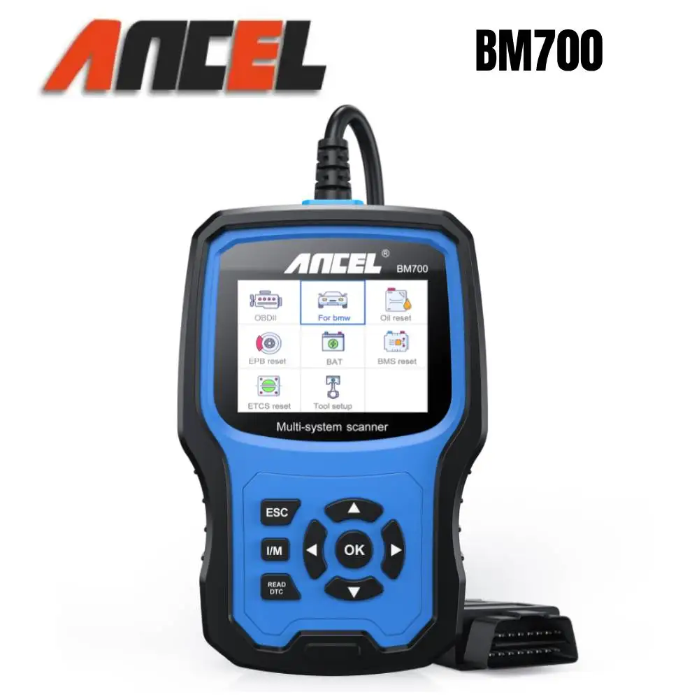 

OBD-сканер, диагностический инструмент для аллергической системы, кодирование инжектора EPB SAS, подушка безопасности ABS, сброс масла, автомобильный код, повторное использование ANCEL BM700 Pro для BMW