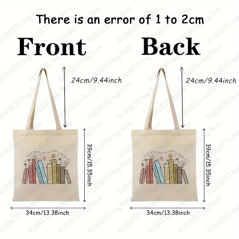 It\'s A Good Day To Read Book Pattern Canvas Shopping Bag Portable Shoulder Bags Large Capacity Tote Bag Gift for Bookish Teacher