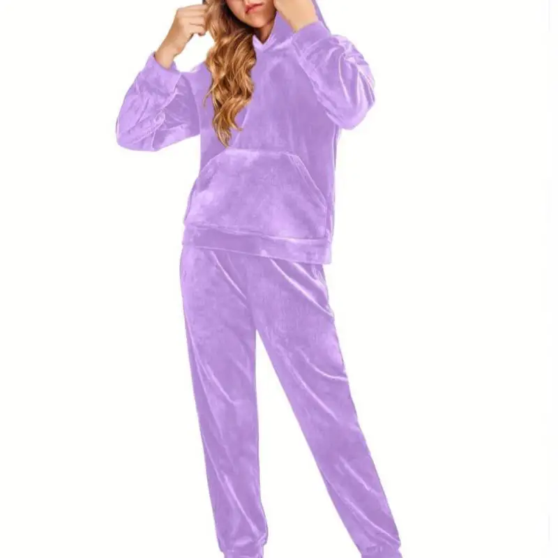 

Velvet Casual Two-Piece Set Women's Silk Leisure Suit Cross-Border Fashionable And Comfortable Ladies' Premium Mid-Aged Clothing