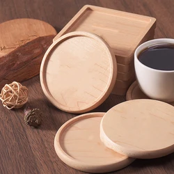 8.8cm Durable Blank Wood Coasters Stand Mug Tea Coffee Cup Pad Heat Resistant Drink Mat Home Tableware Round WOOD mat Decor