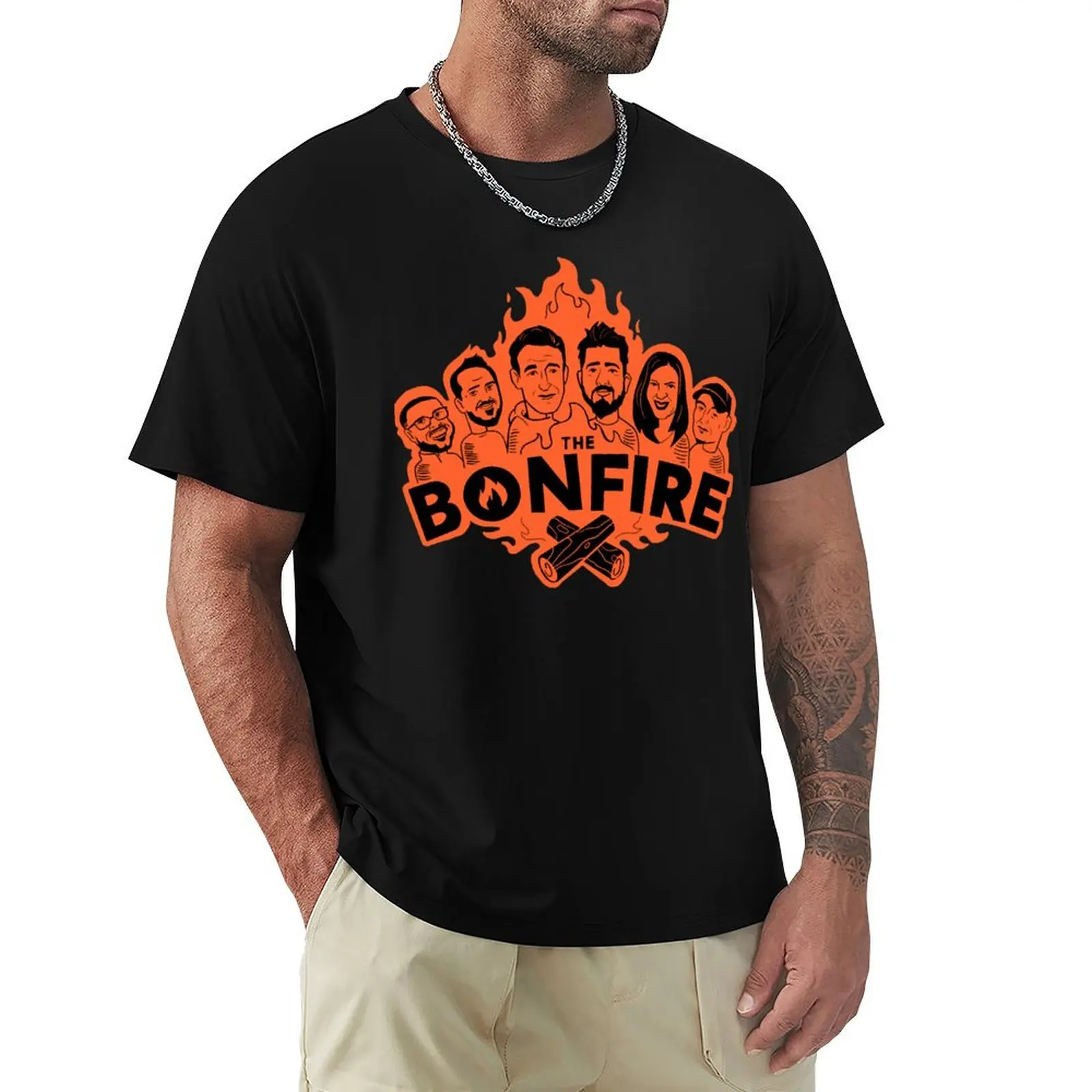 The Bonfire Official Podcast logo T-Shirt Outdoor Work Short Sleeve Top
