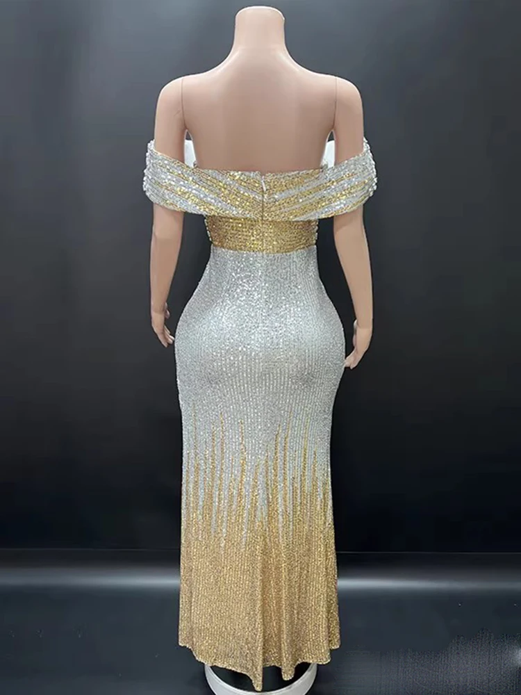 Vestido de lentejuelas bloqueado de Color Sexy con estampado en caliente de alta calidad, ropa de mujer personalizada de nueva moda 2025