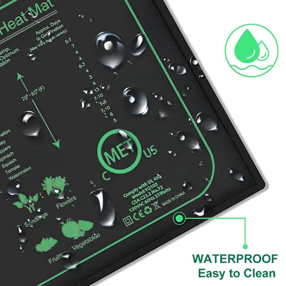 Almofada de aquecimento impermeável para mudas, Clone Starter Mat, Germinação de plantas de interior, Almofada de aquecimento, Propagação, UE, EUA, UK Plug, 10 cm, 25 cm, 50cm