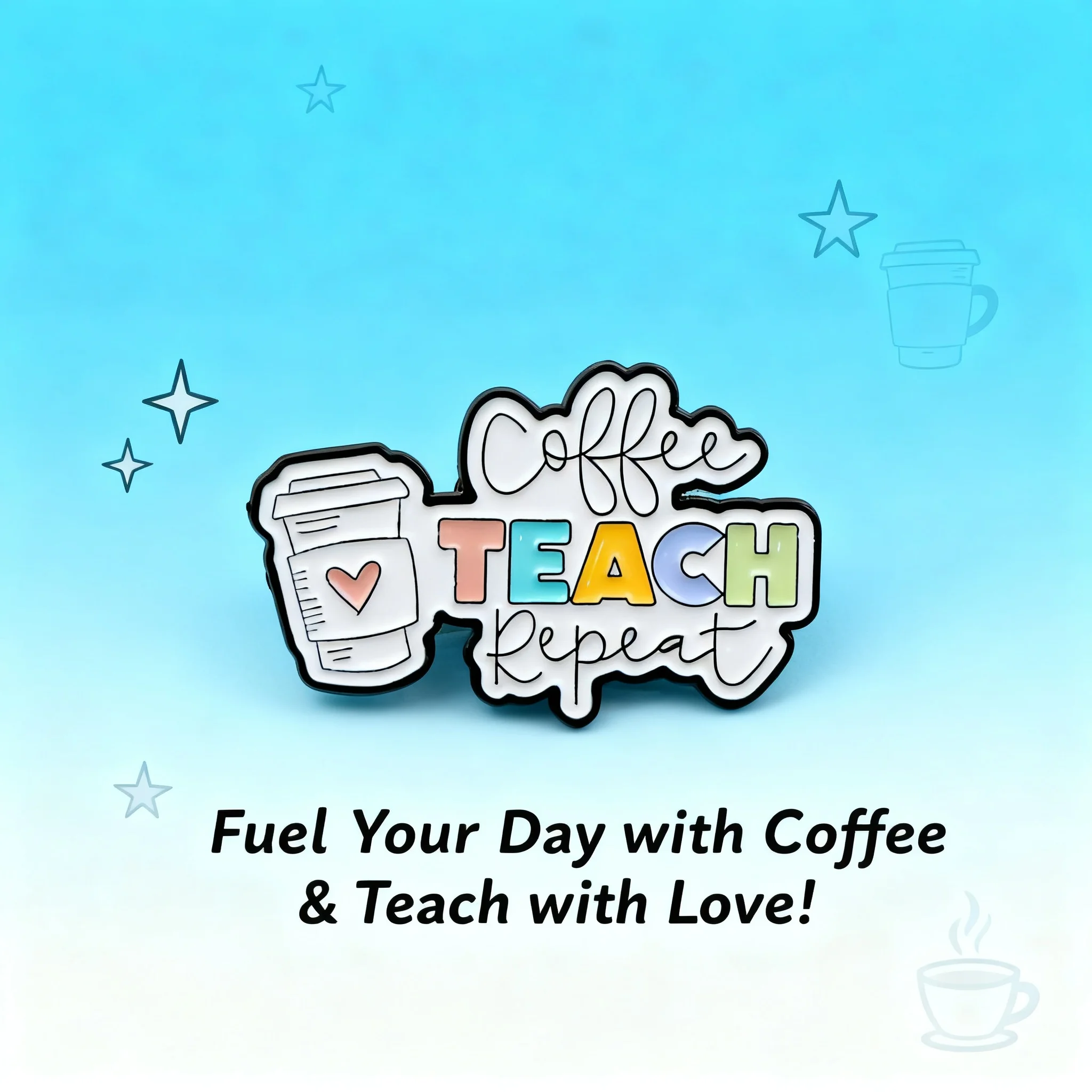 

Coffee Teach Repeat Enamel Pin Cartoon Badges for Women Backpack Hat Lapel Brooches Cosplay Accessories Toys Gifts Novelty