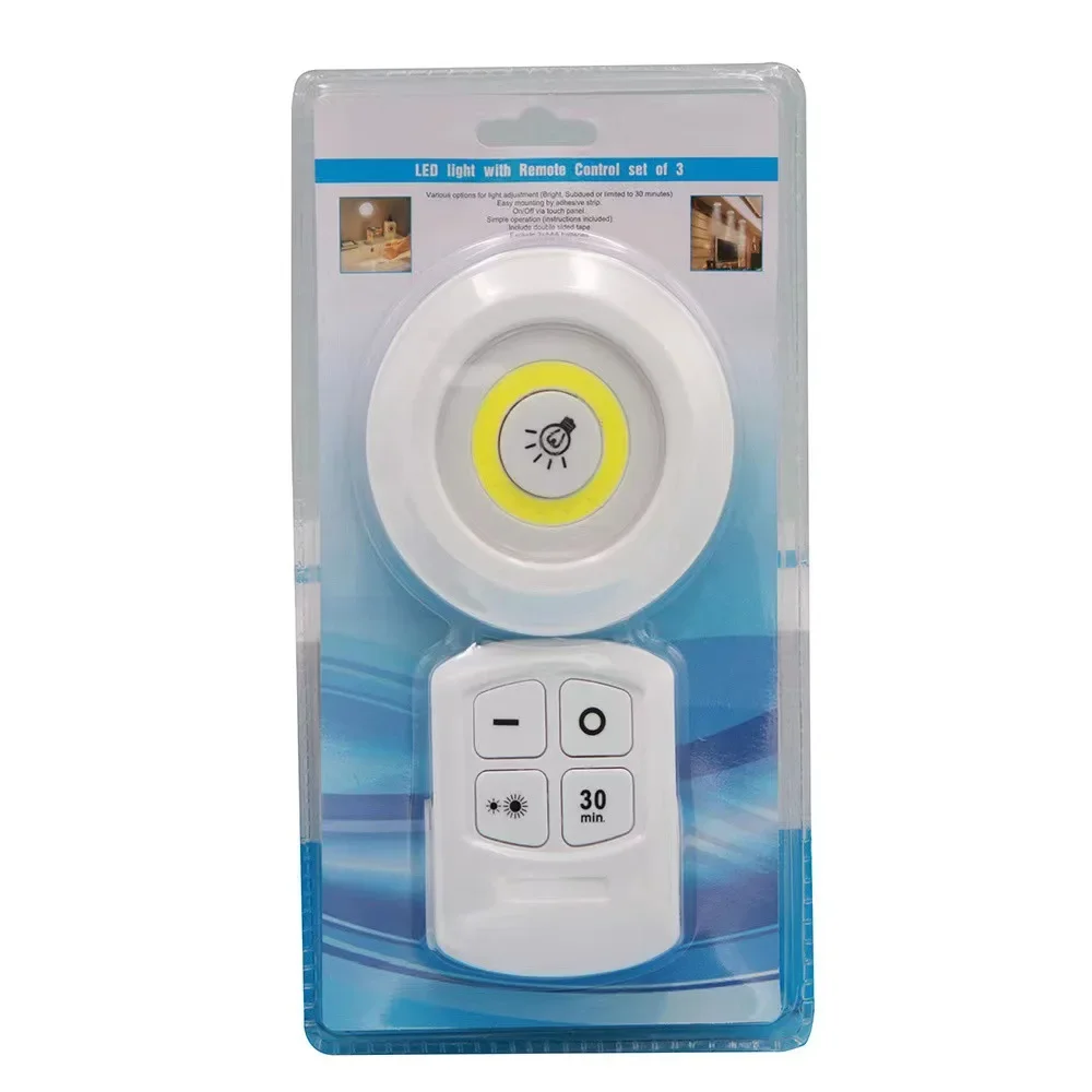 Wireless LED Under Cabinet Light Remote Control Dimmable Wardrobe Night Light Home Bedroom Kitchen Battery Lamp