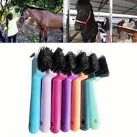 1pc Random color Horse Hoof Pick With Brush 2 in 1 Grooming Tool Metal Hook Stiff Bristle Cleaner for Horses Ponies Care 4
