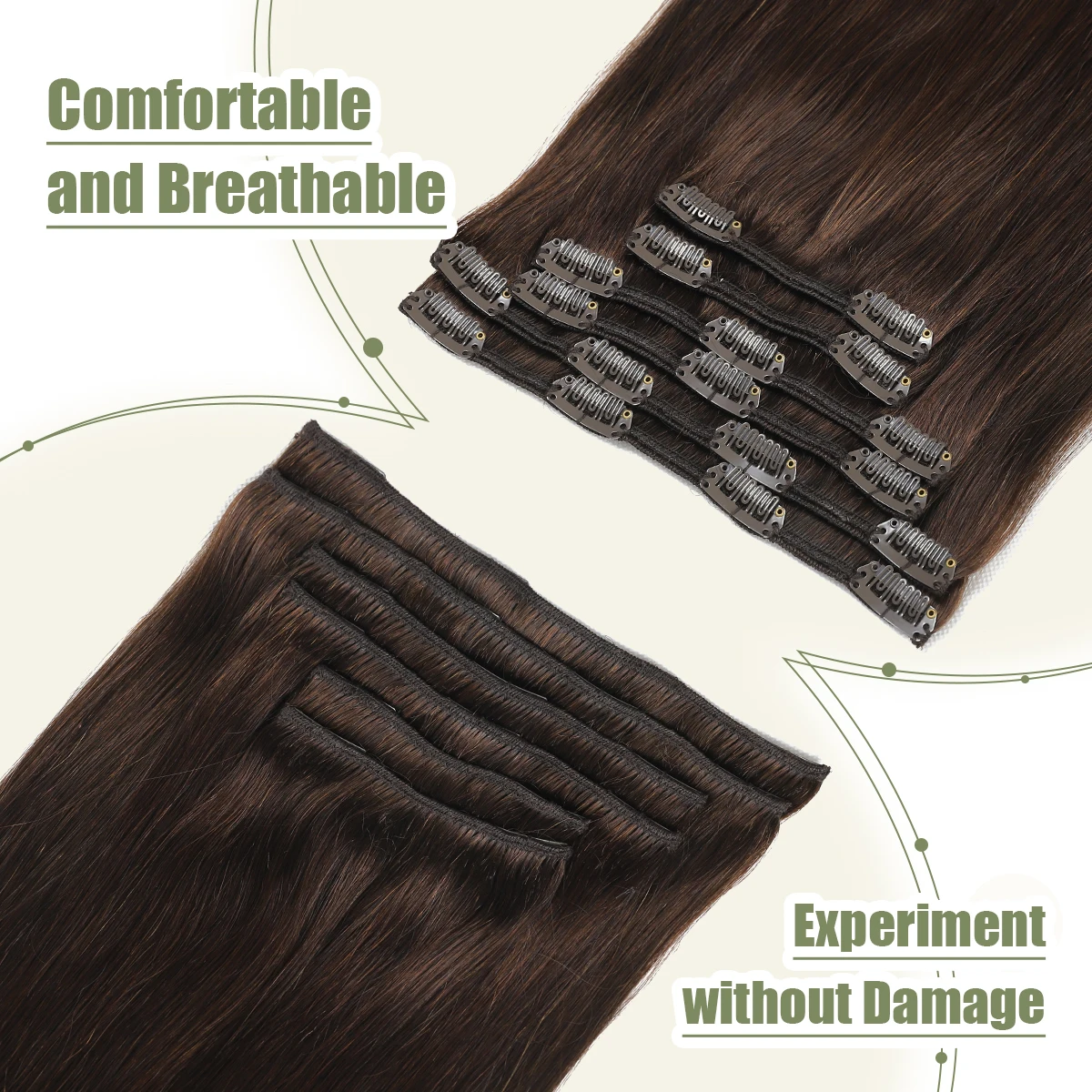 Xdhair Clip In Hair Extensions 100G 120G 14 "-22" Donkerbruine Clip In Hair Extensions Voor Vrouwen