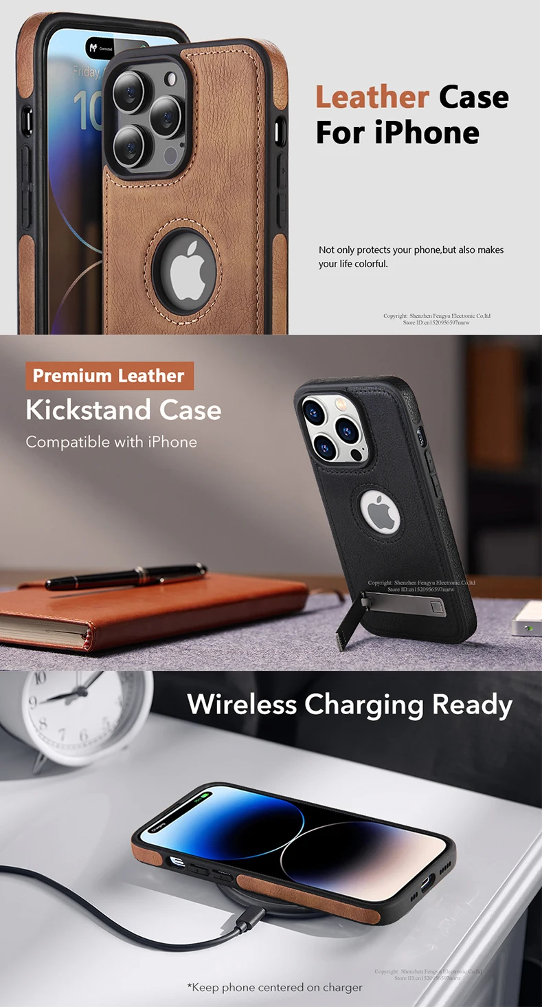 PU-Leder-Handyhülle mit Ständer für iPhone 17 16 15 Pro Max 14 Plus 13 12 11 Mini Soft Grip Luxus-Rückseite mit Ständer – Detail 1