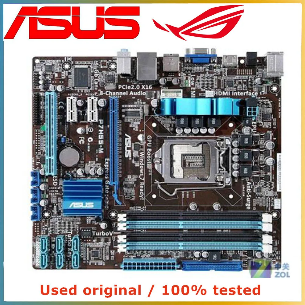 

For Intel H55 For ASUS P7H55-M Computer Motherboard LGA 1156 DDR3 16G Desktop Mainboard SATA II PCI-E 2.0 X16