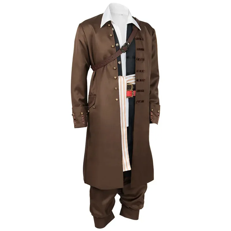 Pirates Jack Sparrow Cosplay Costume COS Caribbean Pirate Full Set Halloween Captain Jack Cosplay Clothing