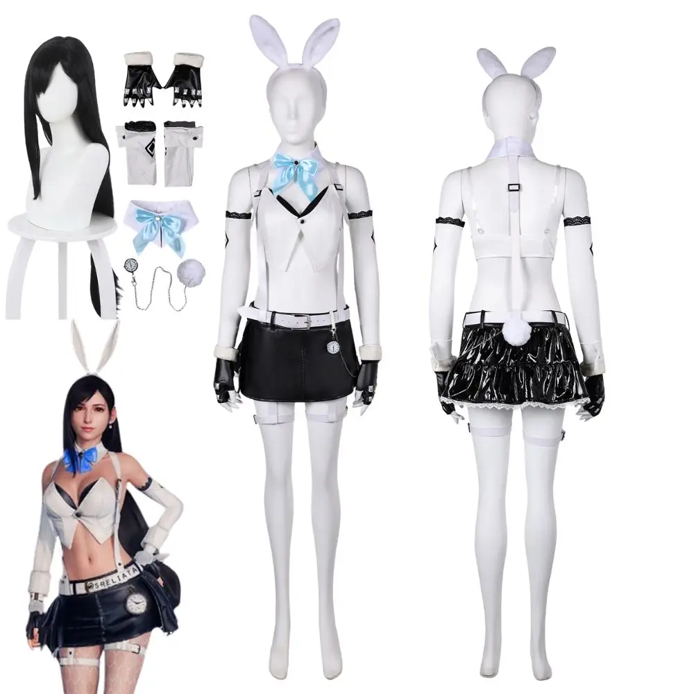 

Tifa Lockhart Final Fantasy 7 Cosplay Bunny Girl Costume Disguise for Adult Women Skirt Tops Hairband Halloween Carnival Suit