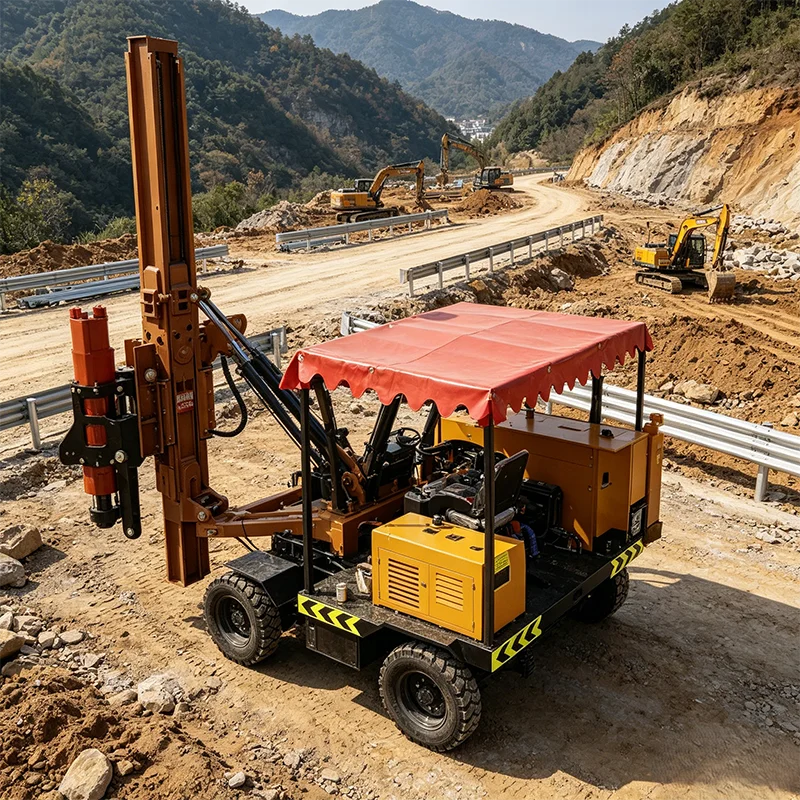 High-efficiency Guardrail Pile Driver Time-saving Machine For Large Scale Guardrail Layout Works