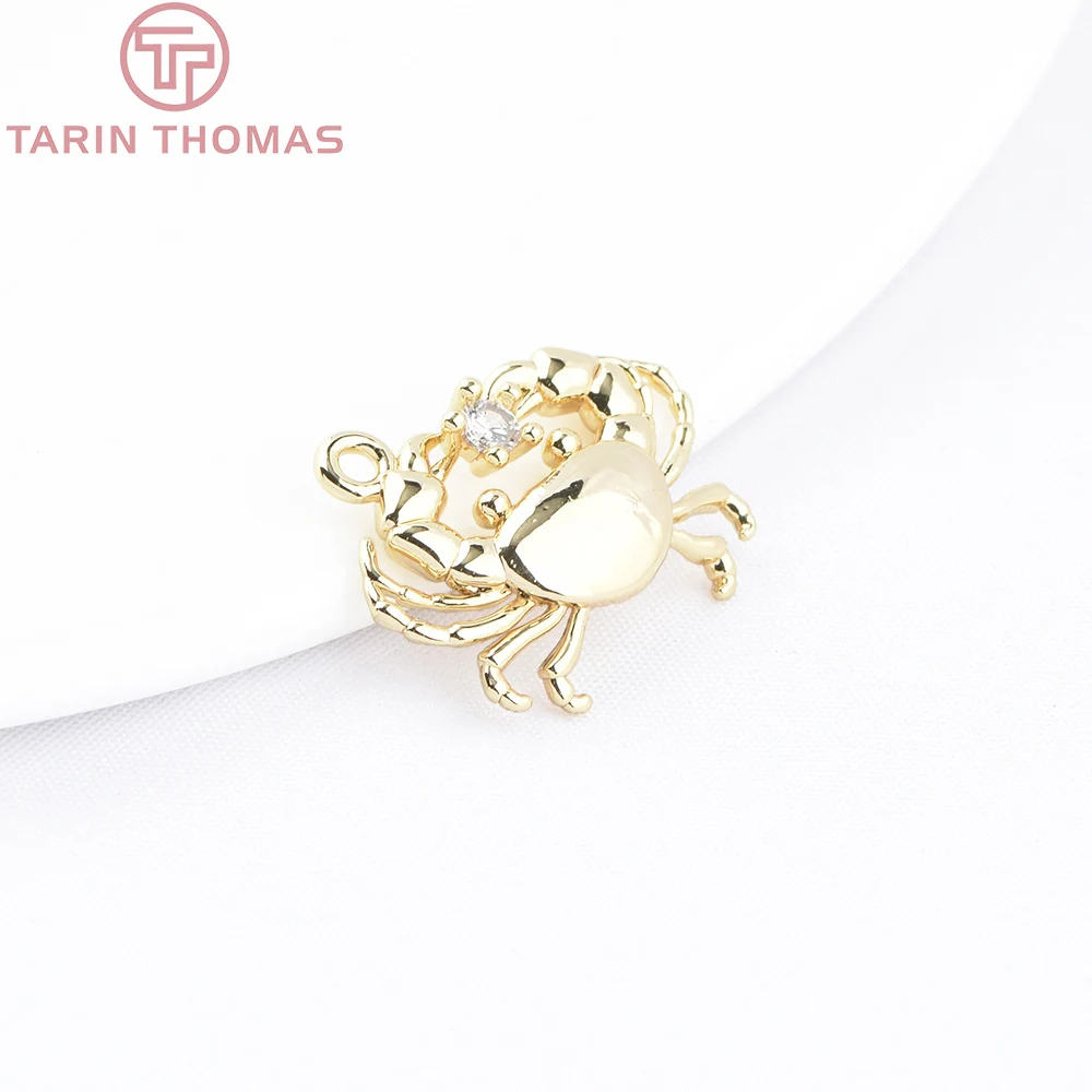 (9755) 4PCS 17x18MM 24K Gold Farbe Messing mit Zirkon Krabbenförmige Anhänger Hohe Qualität DIY schmuck Machen Erkenntnisse Zubehör – Detail 2