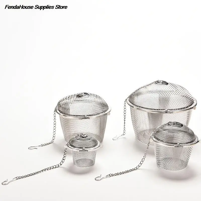 45/65/85/110mm Silver Reusable Stainless Mesh Herbal Ball Tea Spice Strainer Teakettle Locking Tea Filter Infuser Spic