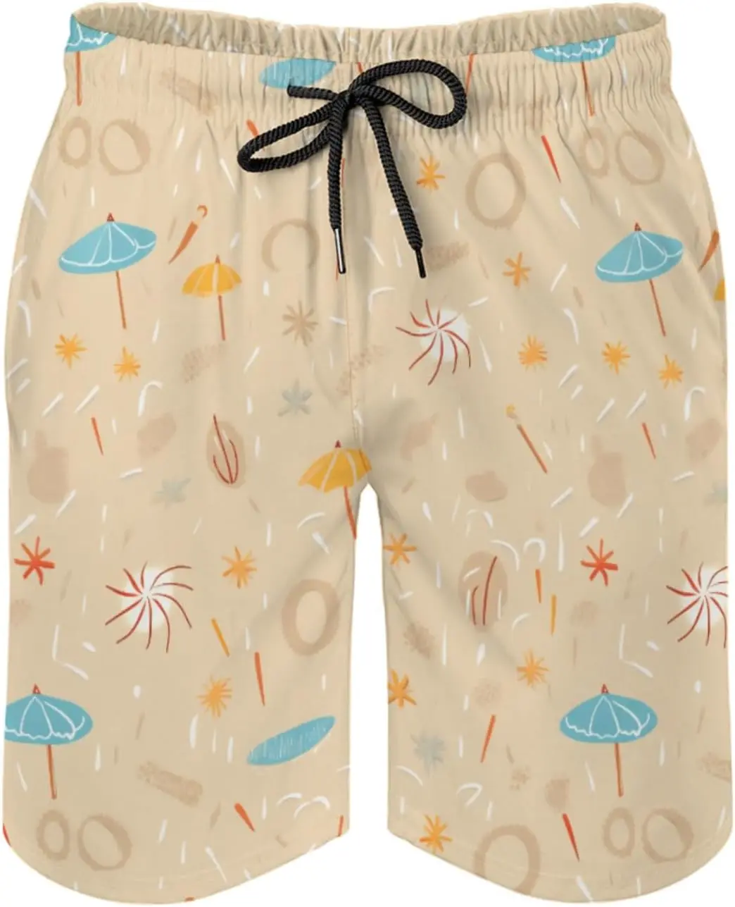 

Funny Beach Sun Bath Footprint Men's Swim Trunks Summer Vacation Surfing Shorts Beach Bathing Suits with Pockets