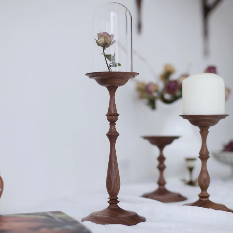 

French Solid Wood Candle Holder, Retro Aromatherapy Display Stand, Desktop Vintage Ornament, Mid-Century Scented Candle Base