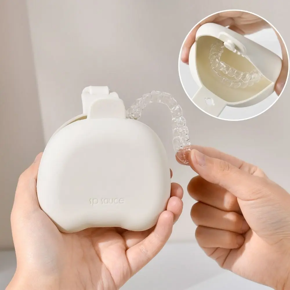 Candy Color Silicone Denture Case Drain Holes Soft Mouth Guard Container Protective Retainer Storage Box for Home